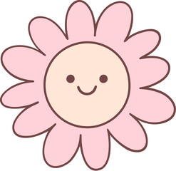 Kawaii cartoon smiling pink flower