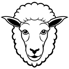 Sheep Head Vector Illustration &ndash; Clean Line Art