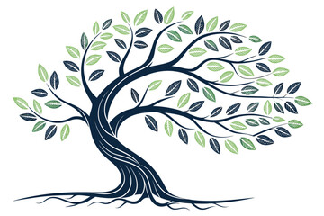 Obraz premium Tree and roots design on white background, best tree for logo.