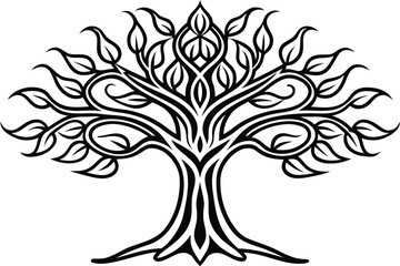 Tree and roots design on white background, best tree for logo.