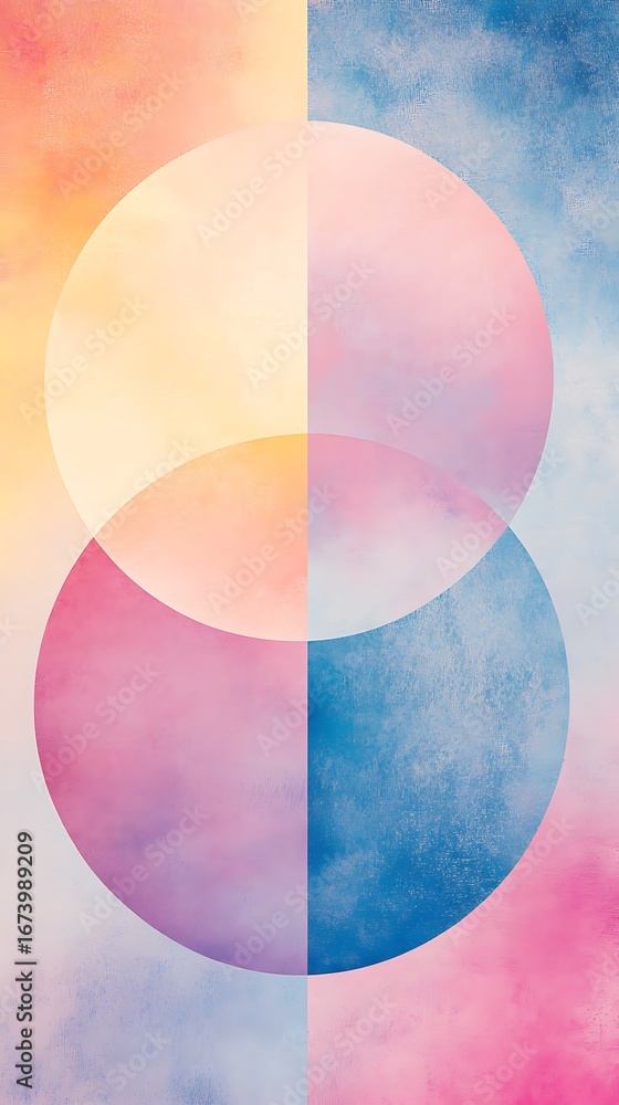 Poster abstract circles design with pastel colors aesthetic for modern art prints and digital graphic desig