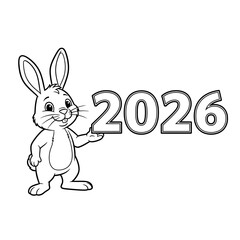 Cartoon Rabbit Holding 2026 Year Numbers