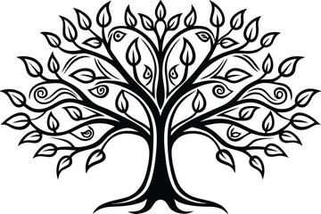 Tree and roots design on white background, best tree for logo.