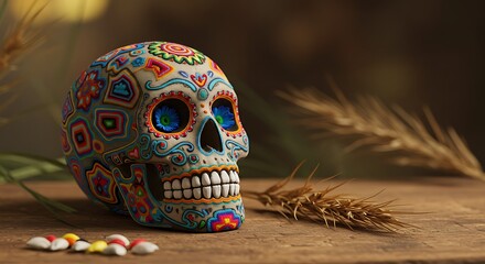 Fototapeta premium Sugar Skull Serenity: A Painted Remembrance
