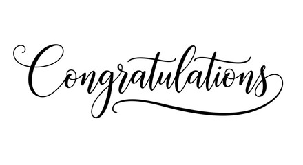 Elegant Congratulations calligraphy text. Beautiful handwritten script lettering for celebratory designs and vector illustrations