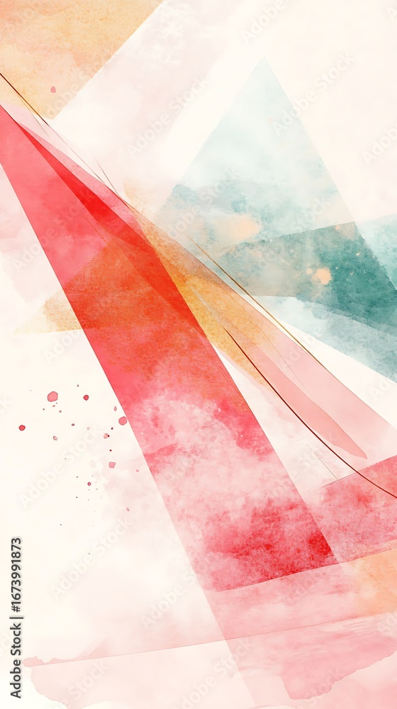 Poster abstract artistic painting background with geometric shapes and watercolor texture for creative desi