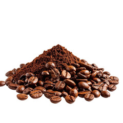 Obraz premium Coffee heap and coffee beans Isolated on white transparent background