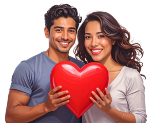 Romantic Couple Holding Heart Together PNG