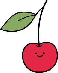 Kawaii cartoon red cherry smiling