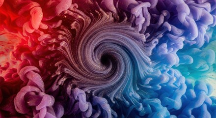 Swirling inks in water create an abstract, colorful vortex