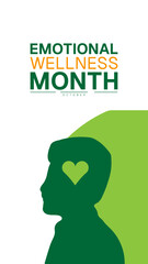 
Emotional Wellness Month October Awareness Poster Design  and Abstract Shapes Mental Health and Self Care Banner Template for Wellness Campaign and Promotion banner for mobile responsive

