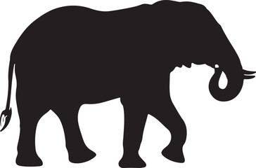 Fototapeta premium Black silhouette of an elephant walking animal white