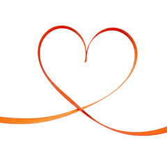 A vibrant red ribbon gracefully forms a heart shape, symbolizing love, romance, and passion. Ideal for design projects, celebrations, and romantic themes.