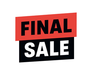 Flat vector banner design text FINAL SALE bold font red and black palette cut rectangle style minimal clean lettering isolated on white