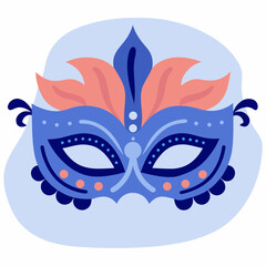 Colorful decorative mask with feathers and details on light background  