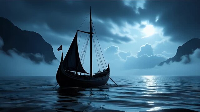 Epic Viking Ship Journey Through the Mist | Cinematic Sea Adventure at Dusk