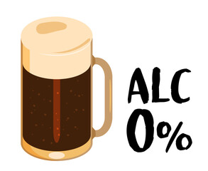 アルコール0％の黒ビールのイラスト