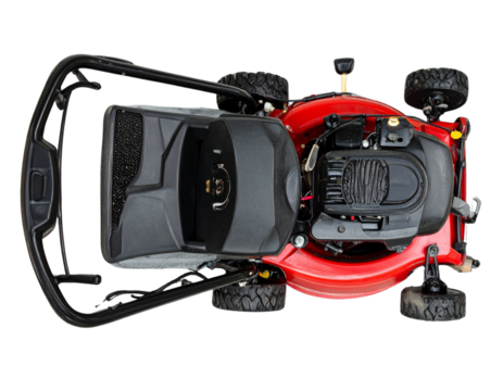 Top-Down View of Gas-Powered Lawnmower PNG