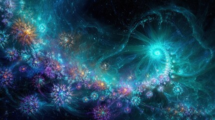 Colorful Nebulae With Glowing Stars