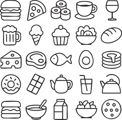 Food and Drink Icon Set Line Art Graphics 1.