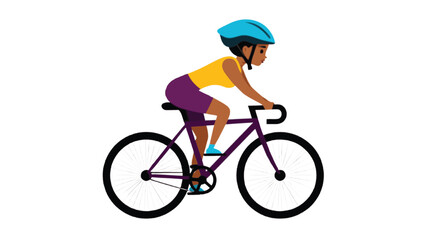 Fototapeta premium Flat Style Illustration of Woman Riding a Bicycle for Fitness Sport Activity