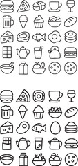 Food and Drink Icon Set Line Art Graphics.