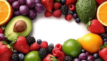 Obraz premium Colorful fruit border frame