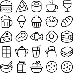Food and Drink Outline Icon Set.