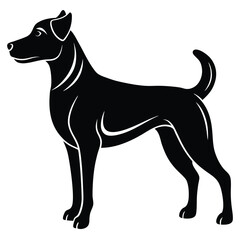 Black dog silhouette with white outline vector