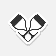 Crossed glasses of wine icon sticker isolated on gray background
