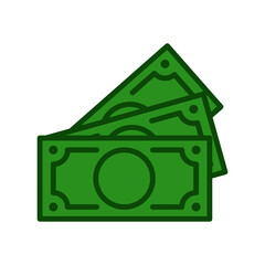 Money flat illustration Dollars  Wealth and banking icon. Isolated on white