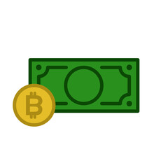 Golden bitcoin coin. Crypto currency golden coin bitcoin symbol isolated on white background. Realistic vector illustration.