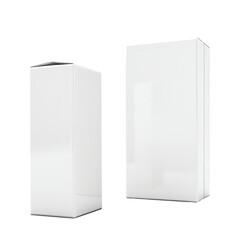 Naklejka premium Two identical white rectangular boxes presented side by side on a transparent background for easy integration isolated on transparent background