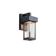 Modern LED Outdoor Wall Lantern Light Fixture - Black Metal and Glass Design