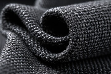 Close-up view of dark gray fabric folds