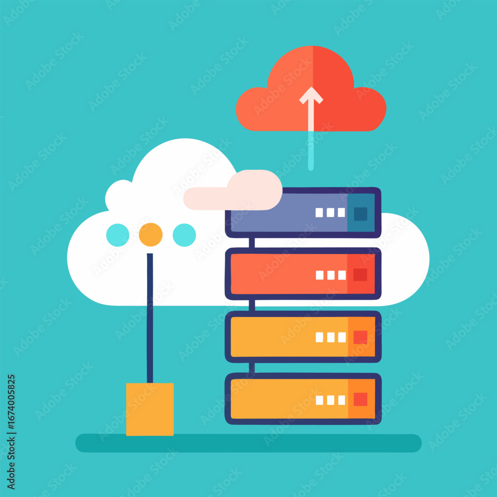 Poster cloud computing data storage and transfer concept