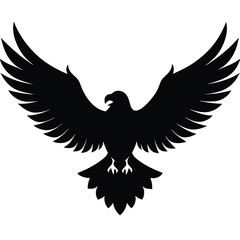 Black silhouette of a bird of prey with wings spread