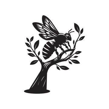 recommend clip art: Black Bee Silhouette Vector Illustration, Solid White Background.