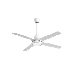 Modern White Ceiling Fan with Integrated Light Fixture - Energy Efficient Home Cooling Solution