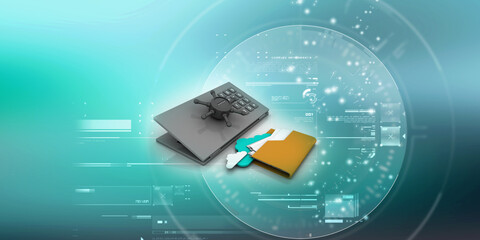 3d rendering cloud  folder storage lock
 