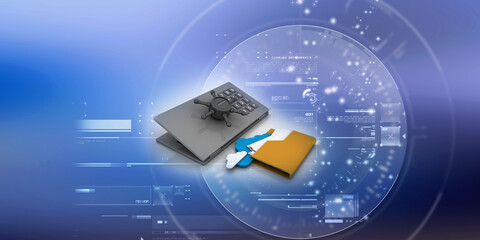 3d rendering cloud  folder storage lock
 