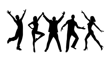 Energetic man jumping with arms raised in celebration silhouette