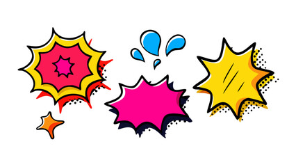 Obraz premium Comic style speech bubbles and shapes explosion pop art