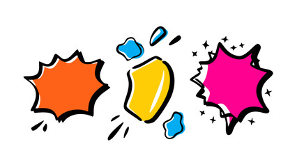 Comic style speech bubbles and abstract shapes orange