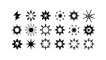 Collection of Starburst and Lightning Bolt Icons explosion flash