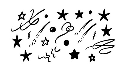 Hand drawn collection of motion lines graphic elements abstract