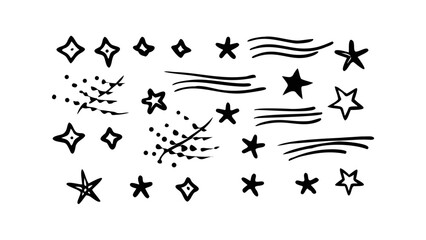 Hand Drawn Starbursts and Motion Lines stars streaks