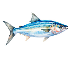 Fototapeta premium Carefully drawn illustration of bluefish. Charming. Delicious. Hand-drawn style. Brush. Seafood. Freshness. Fresh. Market. DHA, EPA. Health. Diet.