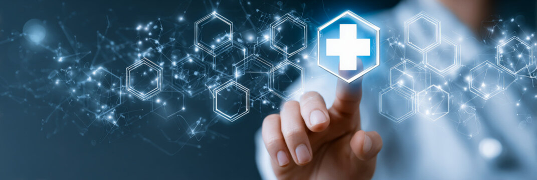 Healthcare innovation digital medical solutions modern hospital settings infographic style interactive environment close-up perspective future-ready concepts