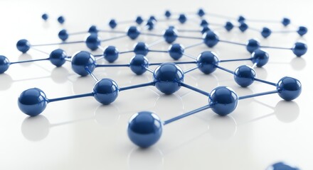 Obraz premium Blue network nodes connected by lines